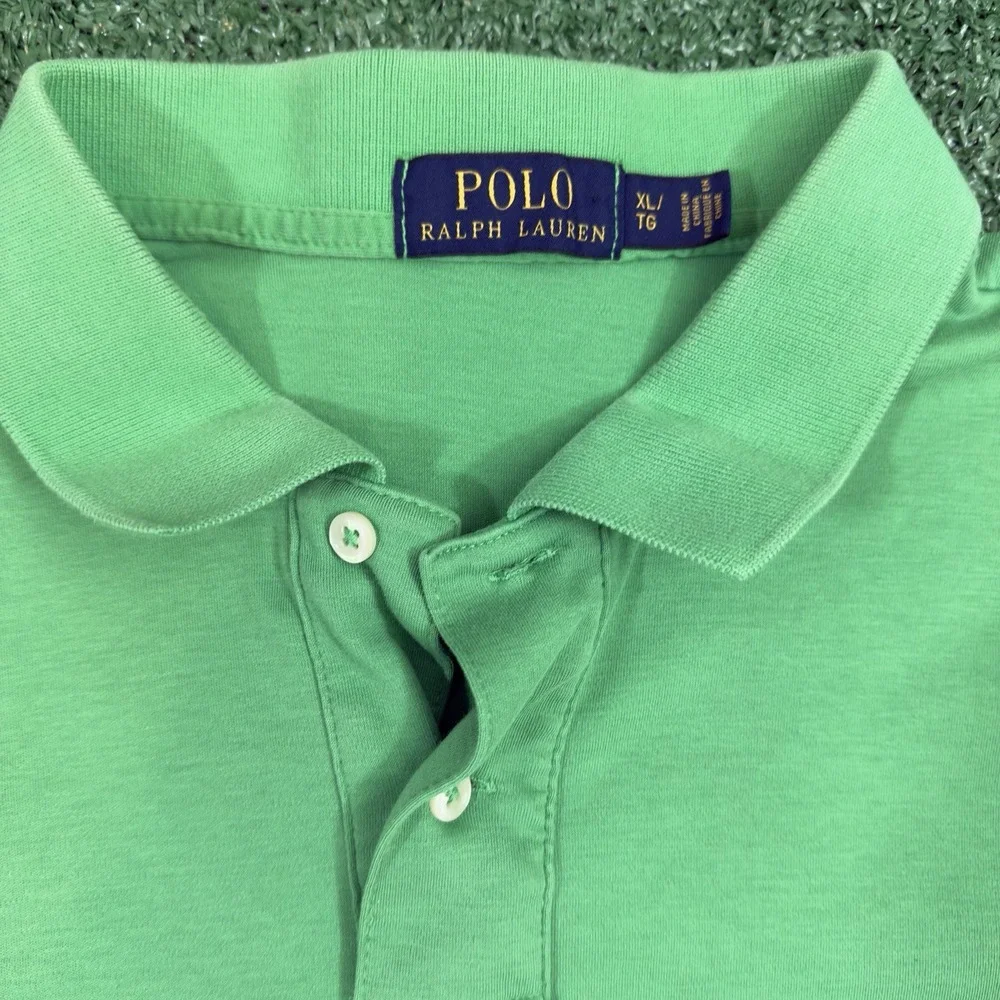 Polo Ralph Lauren Men's‎ XL Green Short Sleeve Polo Shirt Purple Pony Logo